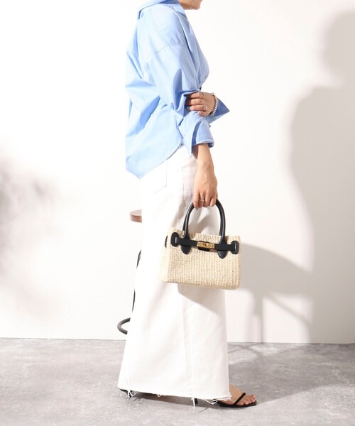 COTTO（コトゥー）の「【COTTO/ コット】 ひねりスクエアかごトートバッグ（かごバッグ・レディース・ホワイト/ブラック・FREE）」の11枚目の写真