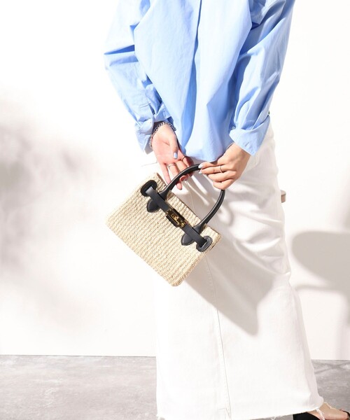 COTTO（コトゥー）の「【COTTO/ コット】 ひねりスクエアかごトートバッグ（かごバッグ・レディース・ホワイト/ブラック・FREE）」の19枚目の写真