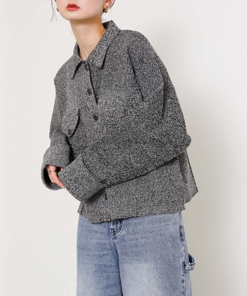 SENSE OF PLACE by URBAN RESEARCH(センスオブプレイスバイアーバンリサーチ)の「ニットショートジャケット(その他アウター・レディース・ブラック系その他/ネイビー/イエロー/アイボリー・ONE)」の6枚目の写真