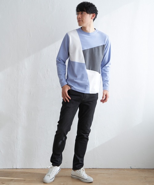 ikka(イッカ)の「ブロックスポンチロンT(Tシャツ/カットソー・メンズ・ブルー/ホワイト/グリーン/ネイビー・S/M/L/XL)」の7枚目の写真