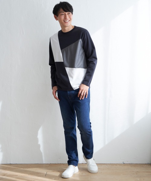 ikka(イッカ)の「ブロックスポンチロンT(Tシャツ/カットソー・メンズ・ブルー/ホワイト/グリーン/ネイビー・S/M/L/XL)」の10枚目の写真