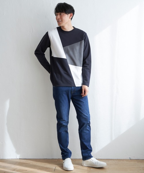 ikka(イッカ)の「ブロックスポンチロンT(Tシャツ/カットソー・メンズ・ブルー/ホワイト/グリーン/ネイビー・S/M/L/XL)」の9枚目の写真