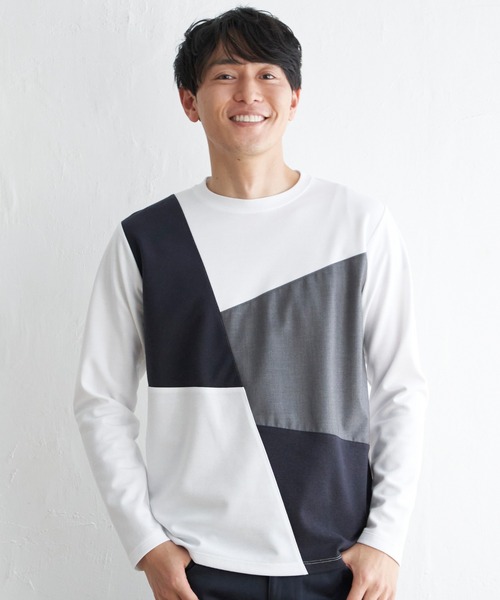 ikka(イッカ)の「ブロックスポンチロンT(Tシャツ/カットソー・メンズ・ブルー/ホワイト/グリーン/ネイビー・S/M/L/XL)」の5枚目の写真