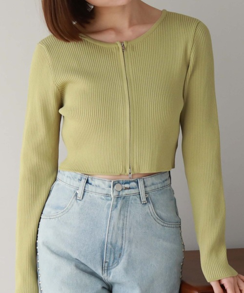 archives(アルシーヴ)の「Wジップコンパクトリブニット(ニット/セーター・レディース・イエロー/オレンジ/アイボリー/ブラック/グレー/ブルー・MEDIUM)」の6枚目の写真