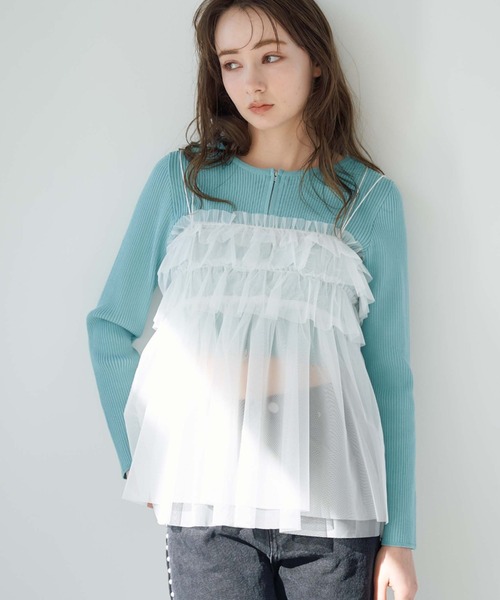 archives(アルシーヴ)の「Wジップコンパクトリブニット(ニット/セーター・レディース・イエロー/オレンジ/アイボリー/ブラック/グレー/ブルー・MEDIUM)」の5枚目の写真