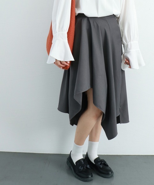 Miniministore（ミニミニストア）の「アシンメトリー スカート Aライン 韓国（スカート・レディース・ダークベージュ/ダークグレー/ブラック・L/XL/M）」の14枚目の写真