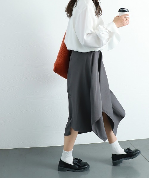 Miniministore（ミニミニストア）の「アシンメトリー スカート Aライン 韓国（スカート・レディース・ダークベージュ/ダークグレー/ブラック・L/XL/M）」の18枚目の写真