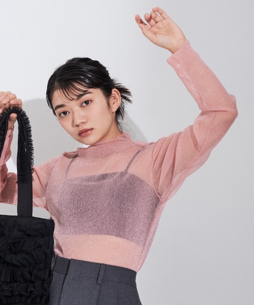 MERLOT(メルロー)の「ラメシアートップス(Tシャツ/カットソー・レディース・ピンク/ブルー/オレンジ・FREE)」の15枚目の写真