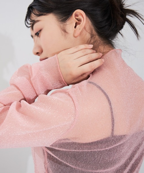 MERLOT(メルロー)の「ラメシアートップス(Tシャツ/カットソー・レディース・ピンク/ブルー/オレンジ・FREE)」の16枚目の写真