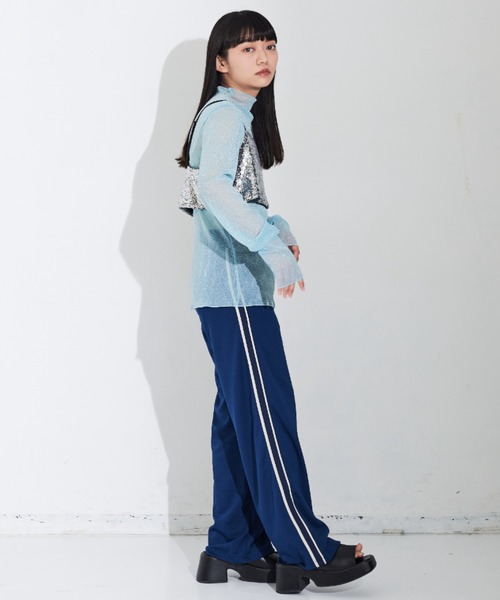 MERLOT(メルロー)の「ラメシアートップス(Tシャツ/カットソー・レディース・ピンク/ブルー/オレンジ・FREE)」の9枚目の写真