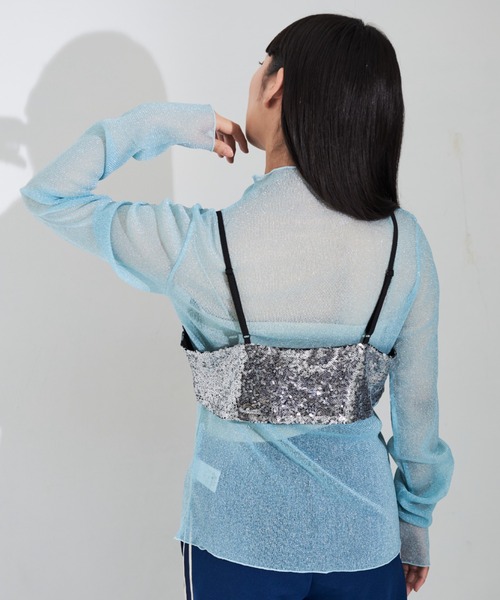 MERLOT(メルロー)の「ラメシアートップス(Tシャツ/カットソー・レディース・ピンク/ブルー/オレンジ・FREE)」の7枚目の写真