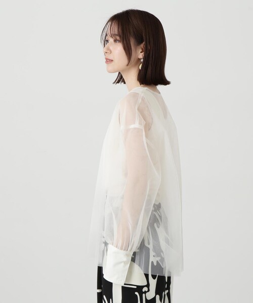 N.（N. Natural Beauty Basic）（エヌエヌナチュラルビューティーベーシック）の「◆ダブルチュールブラウス（シャツ/ブラウス・レディース・オフホワイト/ブラック・MEDIUM）」の18枚目の写真