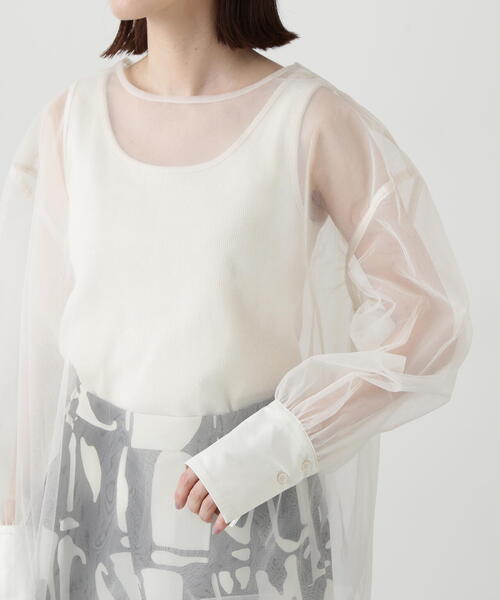 N.（N. Natural Beauty Basic）（エヌエヌナチュラルビューティーベーシック）の「◆ダブルチュールブラウス（シャツ/ブラウス・レディース・オフホワイト/ブラック・MEDIUM）」の20枚目の写真