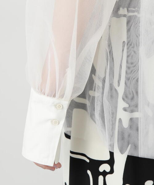 N.（N. Natural Beauty Basic）（エヌエヌナチュラルビューティーベーシック）の「◆ダブルチュールブラウス（シャツ/ブラウス・レディース・オフホワイト/ブラック・MEDIUM）」の21枚目の写真