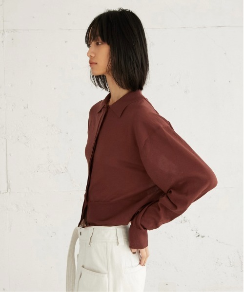 LA PEAU DE GEM（ラポドゥジェム）の「【LA PEAU DE GEM】ラインポロシャツ（ニット/セーター・レディース・ブラウン/ホワイト・FREE）」の13枚目の写真