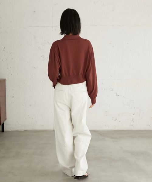 LA PEAU DE GEM（ラポドゥジェム）の「【LA PEAU DE GEM】ラインポロシャツ（ニット/セーター・レディース・ブラウン/ホワイト・FREE）」の19枚目の写真