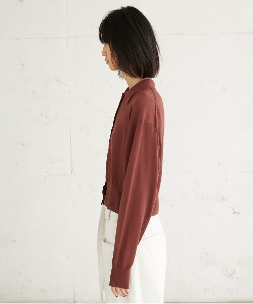 LA PEAU DE GEM（ラポドゥジェム）の「【LA PEAU DE GEM】ラインポロシャツ（ニット/セーター・レディース・ブラウン/ホワイト・FREE）」の15枚目の写真