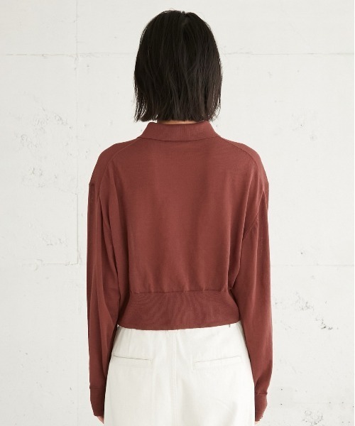 LA PEAU DE GEM（ラポドゥジェム）の「【LA PEAU DE GEM】ラインポロシャツ（ニット/セーター・レディース・ブラウン/ホワイト・FREE）」の17枚目の写真