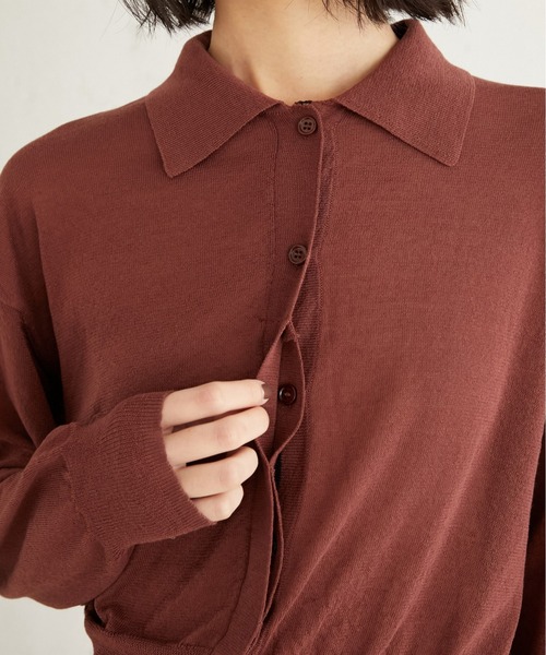 LA PEAU DE GEM（ラポドゥジェム）の「【LA PEAU DE GEM】ラインポロシャツ（ニット/セーター・レディース・ブラウン/ホワイト・FREE）」の22枚目の写真