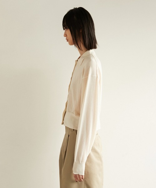 LA PEAU DE GEM（ラポドゥジェム）の「【LA PEAU DE GEM】ラインポロシャツ（ニット/セーター・レディース・ブラウン/ホワイト・FREE）」の6枚目の写真