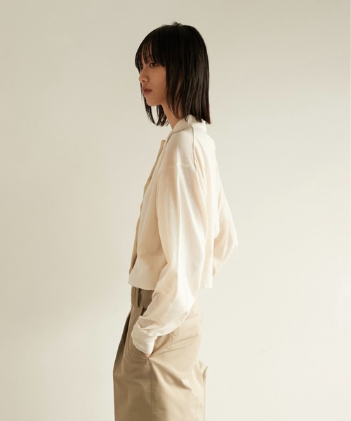 LA PEAU DE GEM（ラポドゥジェム）の「【LA PEAU DE GEM】ラインポロシャツ（ニット/セーター・レディース・ブラウン/ホワイト・FREE）」の5枚目の写真