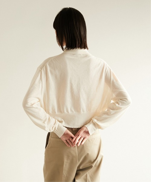 LA PEAU DE GEM（ラポドゥジェム）の「【LA PEAU DE GEM】ラインポロシャツ（ニット/セーター・レディース・ブラウン/ホワイト・FREE）」の7枚目の写真