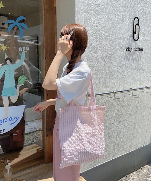 Mignonjour(ミニョンジュール)の「Mignonjour/チェック柄トートバッグ M2306(トートバッグ・レディース・ピンク/イエロー/パープル/ブラック/グリーン・FREE)」の8枚目の写真