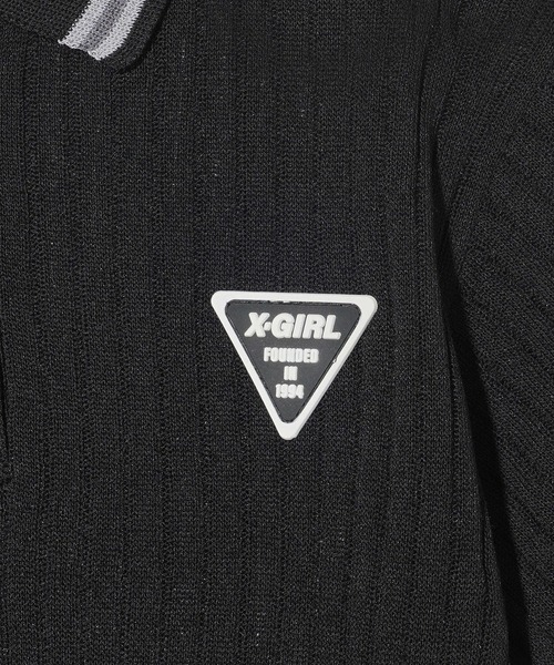 X-girl（エックスガール）の「RIB KNIT POLO（ポロシャツ・レディース・ブラック/ライトブルー/ライトグレー・ONE SIZE）」の8枚目の写真
