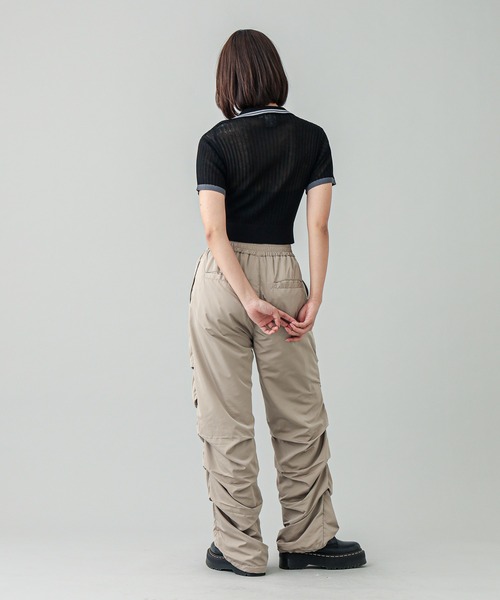 X-girl（エックスガール）の「RIB KNIT POLO（ポロシャツ・レディース・ブラック/ライトブルー/ライトグレー・ONE SIZE）」の19枚目の写真