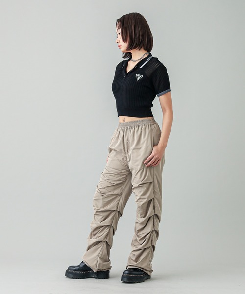 X-girl - 【X-girl】ZIP UP KNIT POLO X-girl（エックスガール）の「RIB KNIT POLO（ポロシャツ）」 - WEAR