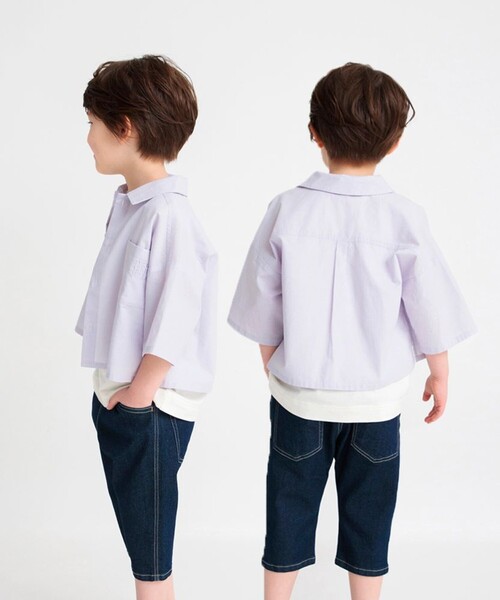 BRANSHES（ブランシェス）の「【クロップド】プレミアムストレッチパンツ（その他パンツ・キッズ・ブルー/ネイビー・140/130/120/110/100/90/150）」の14枚目の写真