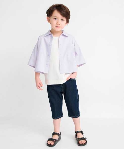 BRANSHES（ブランシェス）の「【クロップド】プレミアムストレッチパンツ（その他パンツ・キッズ・ブルー/ネイビー・140/130/120/110/100/90/150）」の16枚目の写真