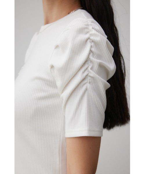AZUL by moussy(アズールバイマウジー)の「パフスリーブギャザートップス(Tシャツ/カットソー・レディース・オレンジ/オフホワイト/グレー/ブラック・SMALL/MEDIUM)」の12枚目の写真