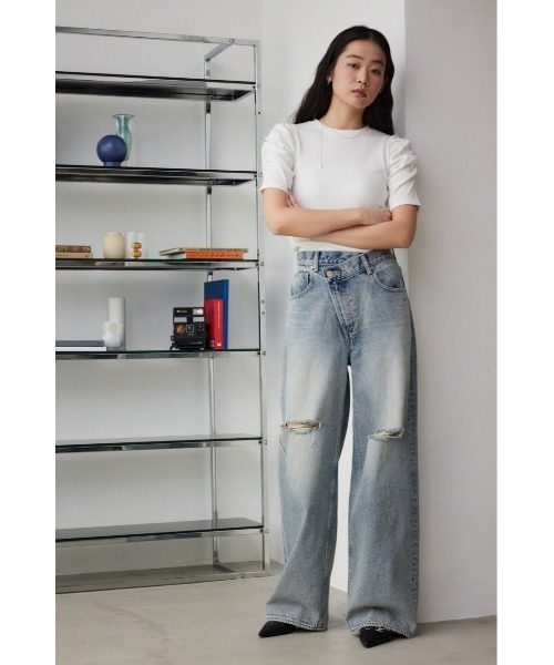 AZUL by moussy(アズールバイマウジー)の「パフスリーブギャザートップス(Tシャツ/カットソー・レディース・オレンジ/オフホワイト/グレー/ブラック・SMALL/MEDIUM)」の7枚目の写真