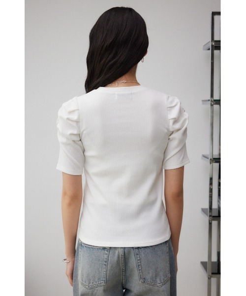 AZUL by moussy(アズールバイマウジー)の「パフスリーブギャザートップス(Tシャツ/カットソー・レディース・オレンジ/オフホワイト/グレー/ブラック・SMALL/MEDIUM)」の10枚目の写真