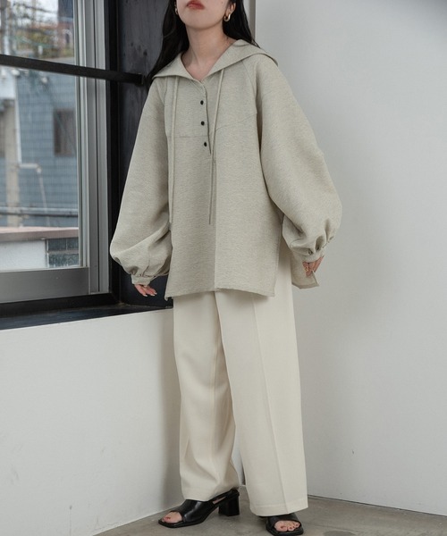 lawgy(ラウジー)の「accent button collar raglan tops / アクセントボタンカラーラグラントップス(Tシャツ/カットソー・レディース・ホワイト系その他/ベージュ系その他・FREE)」の13枚目の写真