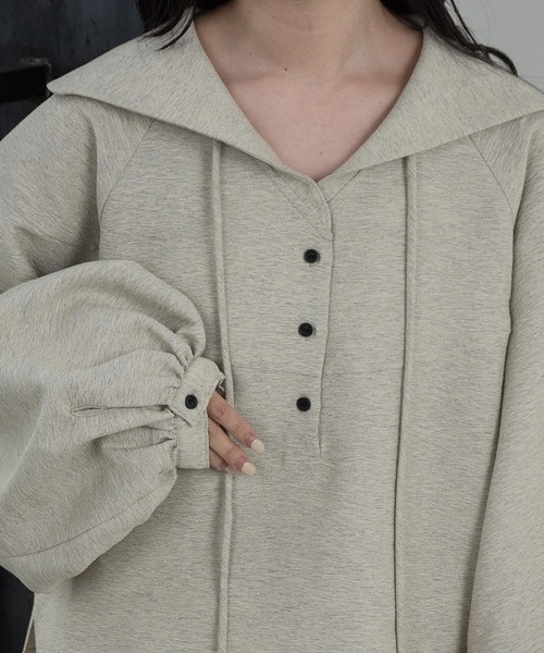 lawgy(ラウジー)の「accent button collar raglan tops / アクセントボタンカラーラグラントップス(Tシャツ/カットソー・レディース・ホワイト系その他/ベージュ系その他・FREE)」の10枚目の写真