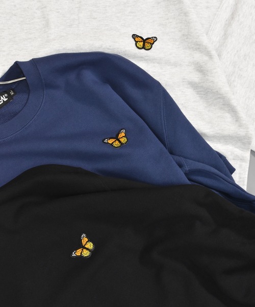 DOUBLE STEAL（ダブルスティール）の「バタフライワッペン 半袖クルースウェット（スウェット・メンズ・アッシュグレー/ブラック/ネイビー・MEDIUM/LARGE/X-LARGE）」の8枚目の写真