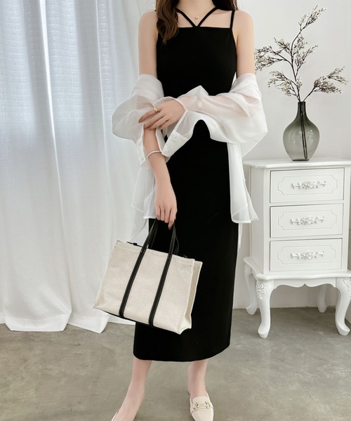 ECLIN(エクラン)の「バックスリットIラインダブルストラップリブキャミワンピ―ス(ワンピース・レディース・ブラック/ベージュ/グレー/ブラウン・L/M)」の10枚目の写真