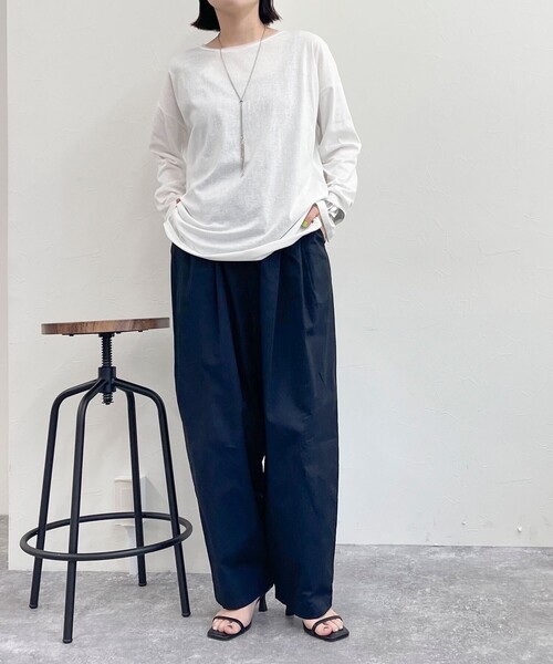 fredy emue（フレディエミュ）の「衿チュールルーズロンT（Tシャツ/カットソー・レディース・チャコールグレー/オフホワイト/サックスブルー・38）」の8枚目の写真