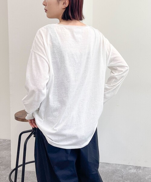 fredy emue（フレディエミュ）の「衿チュールルーズロンT（Tシャツ/カットソー・レディース・チャコールグレー/オフホワイト/サックスブルー・38）」の12枚目の写真