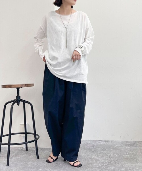 fredy emue（フレディエミュ）の「衿チュールルーズロンT（Tシャツ/カットソー・レディース・チャコールグレー/オフホワイト/サックスブルー・38）」の13枚目の写真