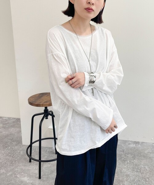 fredy emue（フレディエミュ）の「衿チュールルーズロンT（Tシャツ/カットソー・レディース・チャコールグレー/オフホワイト/サックスブルー・38）」の15枚目の写真