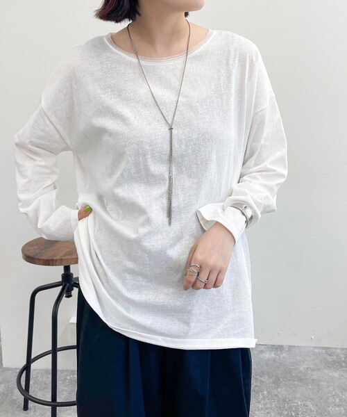 fredy emue（フレディエミュ）の「衿チュールルーズロンT（Tシャツ/カットソー・レディース・チャコールグレー/オフホワイト/サックスブルー・38）」の16枚目の写真