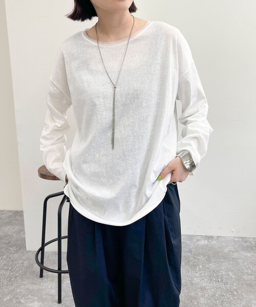 fredy emue（フレディエミュ）の「衿チュールルーズロンT（Tシャツ/カットソー・レディース・チャコールグレー/オフホワイト/サックスブルー・38）」の17枚目の写真