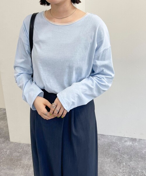 fredy emue（フレディエミュ）の「衿チュールルーズロンT（Tシャツ/カットソー・レディース・チャコールグレー/オフホワイト/サックスブルー・38）」の22枚目の写真