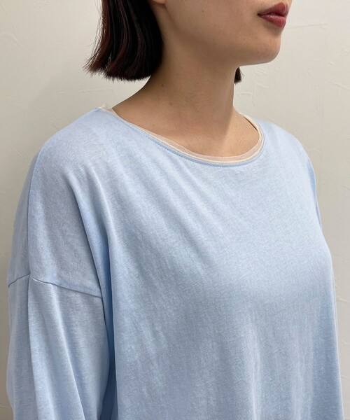 fredy emue（フレディエミュ）の「衿チュールルーズロンT（Tシャツ/カットソー・レディース・チャコールグレー/オフホワイト/サックスブルー・38）」の4枚目の写真