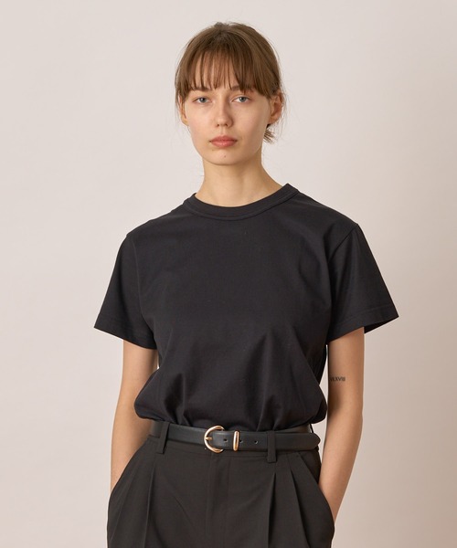 ALLUMER(アリュメール)の「40/2ジャージオーセンティックTシャツ(Tシャツ/カットソー・レディース・ブラック/ネイビー/ホワイト・1)」の2枚目の写真