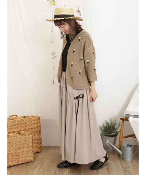 Samansa Mos2（サマンサ モスモス）の「お花モチーフVネックカーディガン（カーディガン/ボレロ・レディース・ベージュ/グリーン/ブラック/オフホワイト・F）」の15枚目の写真