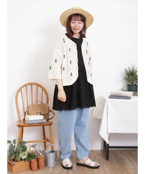 Samansa Mos2（サマンサ モスモス）の「お花モチーフVネックカーディガン（カーディガン/ボレロ・レディース・ベージュ/グリーン/ブラック/オフホワイト・F）」の17枚目の写真